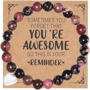 Sometimes You Forget You're Awesome Natural Stone Bracelet W/ Heart Charm NWT